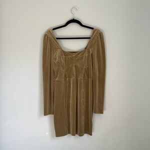 NET Urban Outfitters olive green velvet fairy mini dress